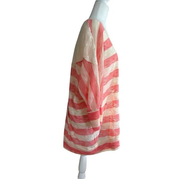 NWT Madison & Berkeley Striped Pink & White 3/4 Sleeve Tunic Lace Back 2X - Picture 3 of 6